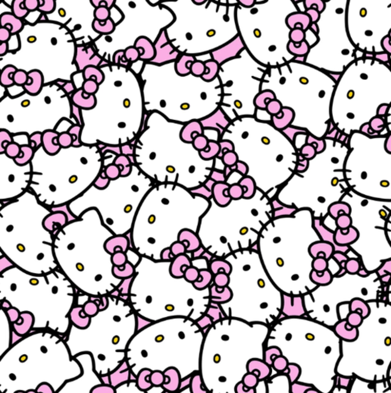 Licensed Character Print - Hello Kitty Packed Pink Cotton Fabric by the Yard